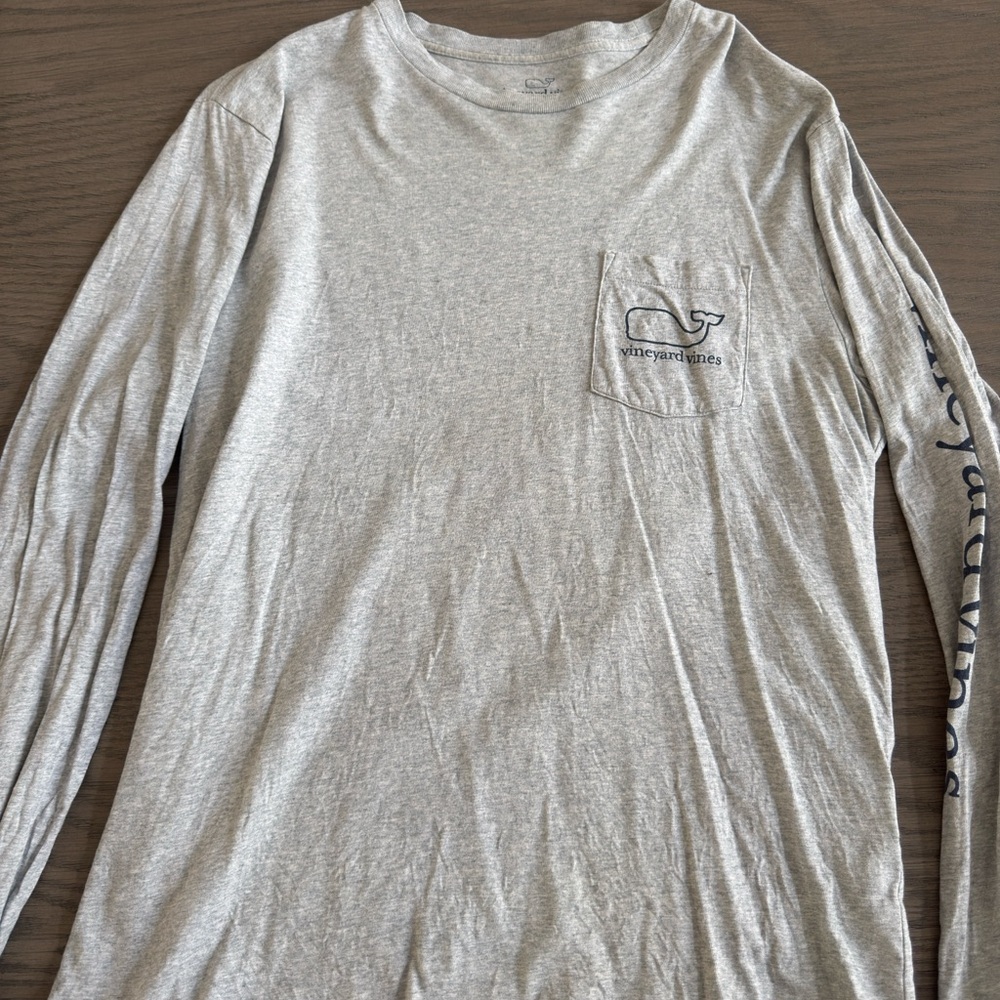 Vineyard Vines Gray Shirt Mens Large Front Pocket Long Sleeve Size M